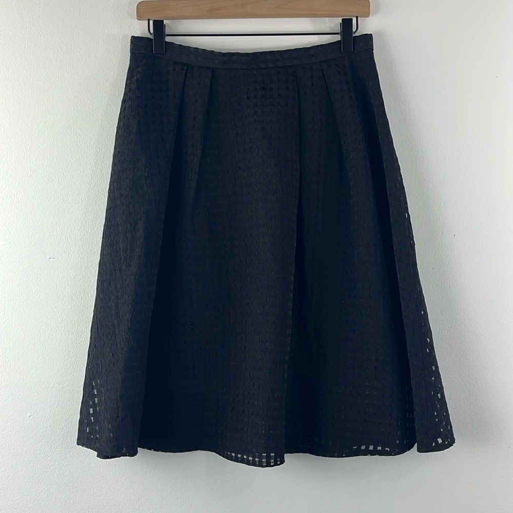 Gianni Bini Sheer Pleated Waffle Shell Texture Black A-line Skirt Womens Size 6
